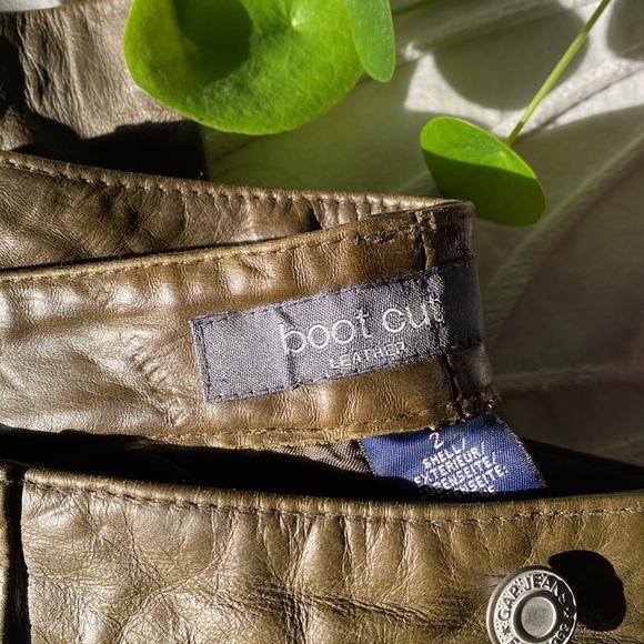 Gap olive green leather bootcut pants - Picture 2 of 3